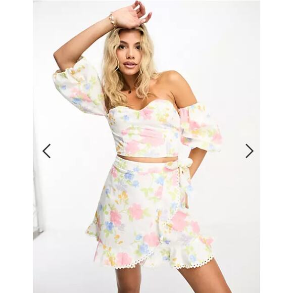 Miss Selfridge NWT Asos 2 Piece Poplin Floral Crop Top & Skirt Set  // 10 & 12 - Picture 1 of 14